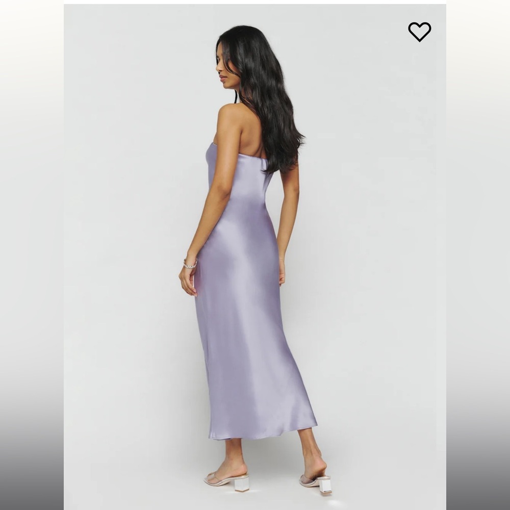 Reformation Joana Silk Dress in Aura - Picture 2 of 4